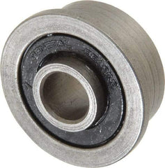 Value Collection - 1/4" Bore Diam, 11/16" OD, Double Seal Unground Retainer Type Radial Ball Bearing - With Flange, 1 Row, Round Bore, 300 Lb Dynamic Capacity - Exact Industrial Supply