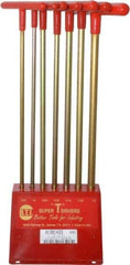 Made in USA - 7 Piece T-Handle Hex Key Set - Hex Range 7/64 to 1/4", 13" OAL, Chromalloy Steel - Exact Industrial Supply