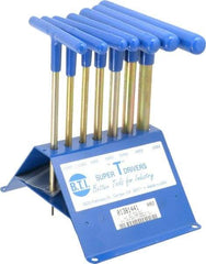 Made in USA - 7 Piece T-Handle Hex Key Set - Hex Range 2 to 8mm, 7" OAL, Chromalloy Steel - Exact Industrial Supply