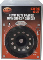 Core Cut - 7" Diam, 7/8" Hole Size, 3/16" Overall Thickness, Spiral Cup Tool & Cutter Grinding Wheel - Diamond, 8,725 RPM - Exact Industrial Supply