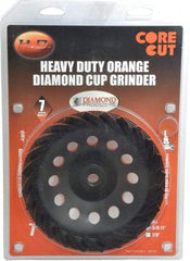 Core Cut - 7" Diam, 3/16" Overall Thickness, Spiral Cup Tool & Cutter Grinding Wheel - Diamond, 8,725 RPM - Exact Industrial Supply