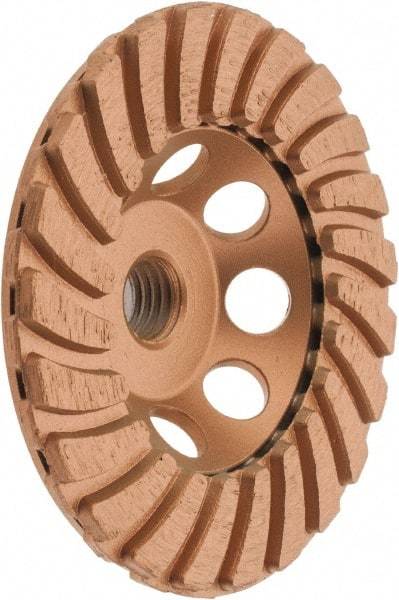 Core Cut - 4" Diam, 3/16" Overall Thickness, Spiral Cup Tool & Cutter Grinding Wheel - Coarse Grade, Diamond, 15,000 RPM - Exact Industrial Supply