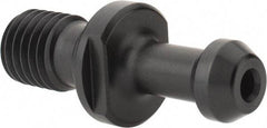 Parlec - C Style, CAT40 Taper, 5/8-11 Thread, 45° Angle Radius, Standard Retention Knob - 2.3" OAL, 0.588" Knob Diam, 0.24" Flange Thickness, 0.988" from Knob to Flange, 0.635" Pilot Diam, 0.197" Coolant Hole, Through Coolant - Exact Industrial Supply
