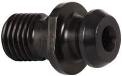 Parlec - A Style, CAT50 Taper, 1-8 Thread, 45° Angle Radius, Standard Retention Knob - 2.3" OAL, 1.14" Knob Diam, 0.2" Flange Thickness, 1" from Knob to Flange, 1.026" Pilot Diam, 0.39" Coolant Hole, Through Coolant - Exact Industrial Supply