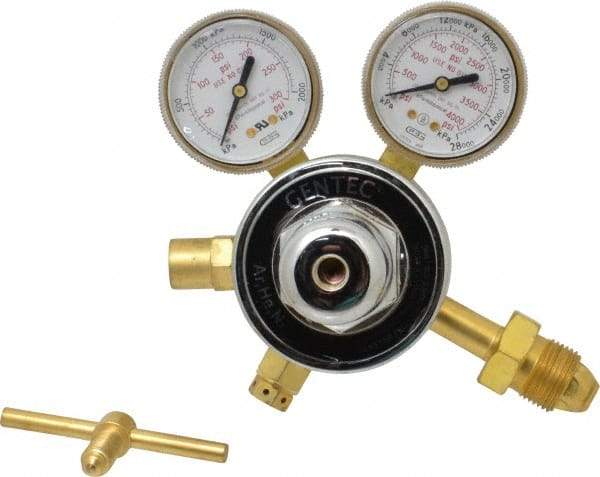 Value Collection - 5,000 CFH Flow Range, 580 CGA Inlet Connection, Male Fitting, 175 Max psi, Inert gas Welding Regulator - 9/16-18 Thread, 175 Max psi Outlet, Right Hand Rotation - Exact Industrial Supply