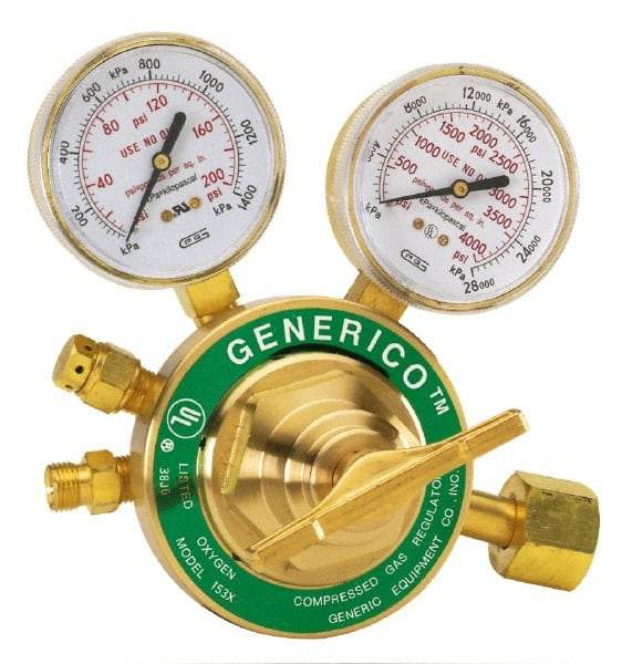 Value Collection - 1,200 CFH Flow Range, 510 CGA Inlet Connection, Male Fitting, 15 Max psi, Acetylene Welding Regulator - 9/16-18 Thread, 15 Max psi Outlet, Left Hand Rotation - Exact Industrial Supply