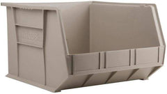 Akro-Mils - 75 Lb. Load Capacity, 18" Deep, Gray Polymer Hopper Stacking Bin - 11" High x 16-1/2" Wide x 18" Long - Exact Industrial Supply