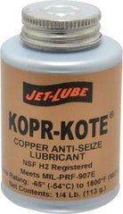 Jet-Lube - 0.25 Lb Can High Temperature Anti-Seize Lubricant - Copper/Graphite, -65 to 1,800°F, Copper/Bronze, Food Grade, Water Resistant - Exact Industrial Supply