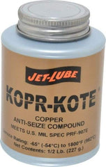 Jet-Lube - 0.5 Lb Can High Temperature Anti-Seize Lubricant - Copper/Graphite, -65 to 1,800°F, Copper/Bronze, Food Grade, Water Resistant - Exact Industrial Supply