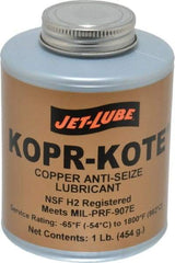 Jet-Lube - 1 Lb Can High Temperature Anti-Seize Lubricant - Copper/Graphite, -65 to 1,800°F, Copper/Bronze, Food Grade, Water Resistant - Exact Industrial Supply