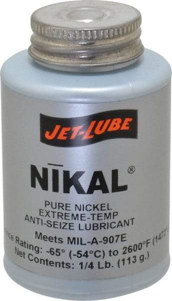 Jet-Lube - 0.25 Lb Can High Temperature Anti-Seize Lubricant - Nickel, -65 to 2,600°F, Silver Gray, Water Resistant - Exact Industrial Supply