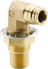 Parker - 1/2" Outside Diam, 1/2 NPTF, Brass Push-to-Connect Tube Male Bulkhead Elbow - 250 Max psi, Buna-N O-Ring, Tube to Male NPT - Exact Industrial Supply