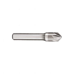 SGS - 5/8" Head Diam, 3/8" Shank Diam, 6 Flute 60° Solid Carbide Countersink - Bright Finish, 3" OAL, Single End, Straight Shank, Right Hand Cut - Exact Industrial Supply