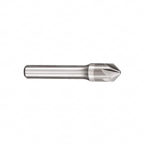 SGS - 1" Head Diam, 1/2" Shank Diam, 6 Flute 60° Solid Carbide Countersink - Exact Industrial Supply