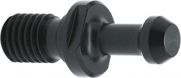 Parlec - A Style, CAT50 Taper, 1-8 Thread, 45° Angle Radius, Standard Retention Knob - 2.3" OAL, 1.14" Knob Diam, 0.2" Flange Thickness, 1" from Knob to Flange, 1.025" Pilot Diam, 1/2" Coolant Hole, Through Coolant - Exact Industrial Supply