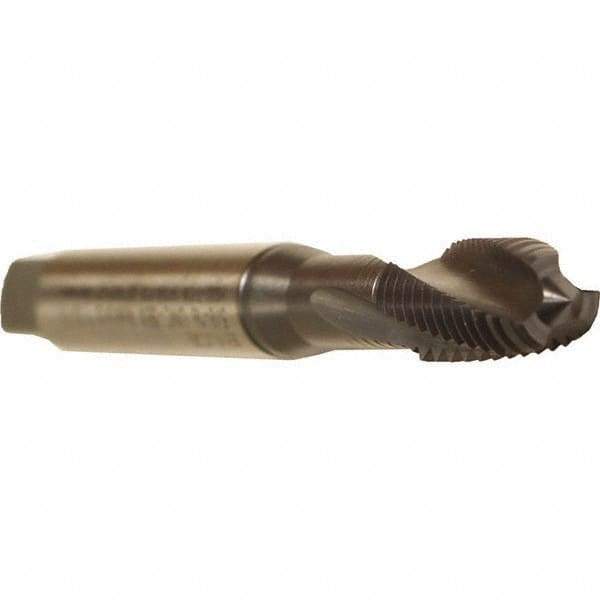 Emuge - 5/16-18 UNC 3 Flute 3BX Modified Bottoming Spiral Flute Tap - Cobalt, TiCN Finish, 3.543" OAL, Right Hand Flute, Right Hand Thread, Series Rekord D - Exact Industrial Supply