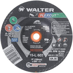 WALTER Surface Technologies - 6" Diam, 36 Grit Surface Grinding Wheel - Aluminum Oxide/Silicon Carbide Blend, Resinoid Bond - Exact Industrial Supply