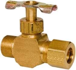 Eaton - 150 Max psi, 3/8" Pipe, Brass, Inline Instrumentation Needle Valve - Compression x Compression End Connections - Exact Industrial Supply