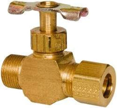 Eaton - 150 Max psi, 3/8" Pipe, Brass, Inline Instrumentation Needle Valve - Compression x Compression End Connections - Exact Industrial Supply