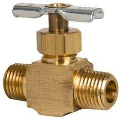 Eaton - 150 Max psi, 1/4" Pipe, Brass, Inline Instrumentation Needle Valve - MNPT x MNPT End Connections - Exact Industrial Supply