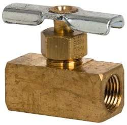 Eaton - 150 Max psi, 1/8" Pipe, Brass, Inline Instrumentation Needle Valve - FNPT x FNPT End Connections - Exact Industrial Supply