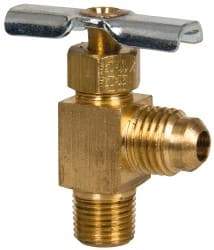 Eaton - 150 Max psi, 1/4 x 1/8" Pipe, Brass, Flare Angled Instrumentation Needle Valve - Flare x MNPT End Connections - Exact Industrial Supply