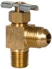 Eaton - 150 Max psi, 3/8 x 1/4" Pipe, Brass, Flare Angled Instrumentation Needle Valve - Flare x MNPT End Connections - Exact Industrial Supply