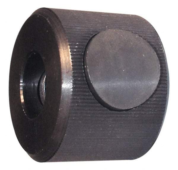 Morton Machine Works - 5/8-11" UNC Thread, Black Oxide Finish, Steel Round Knurled Push Button Thumb Nut - 1-1/8" Overall Height, 1-1/2" Head Diam - Exact Industrial Supply