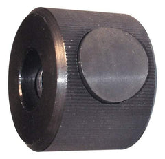 Morton Machine Works - 5/8-11" UNC Thread, Black Oxide Finish, Steel Round Knurled Push Button Thumb Nut - 1-1/8" Overall Height, 1-1/2" Head Diam - Exact Industrial Supply