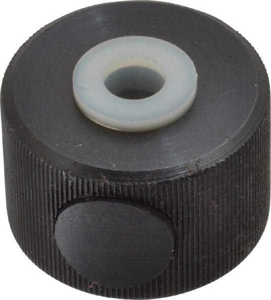 Morton Machine Works - 3/8-16" UNC Thread, Black Oxide Finish, Steel Round Knurled Push Button Thumb Nut - 3/4" Overall Height, 1-1/8" Head Diam - Exact Industrial Supply