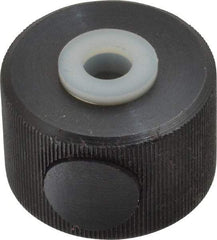 Morton Machine Works - 3/8-16" UNC Thread, Black Oxide Finish, Steel Round Knurled Push Button Thumb Nut - 3/4" Overall Height, 1-1/8" Head Diam - Exact Industrial Supply