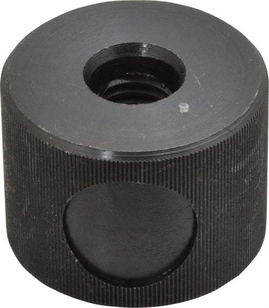 Morton Machine Works - 1/2-13" UNC Thread, Black Oxide Finish, Steel Round Knurled Push Button Thumb Nut - 1-1/8" Overall Height, 1-1/2" Head Diam - Exact Industrial Supply