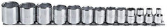 Proto - 13 Piece 3/8" Drive Chrome Finish Socket Set - 6 Points, 1/4" to 1" Range, Inch Measurement Standard - Exact Industrial Supply