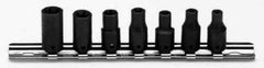 Proto - 7 Piece 1/4" Drive Black Finish Impact Socket Set - 6 Points, E4 to E12 Range, Torx Measurement Standard - Exact Industrial Supply