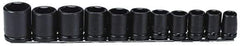 Proto - 11 Piece 1/2" Drive Black Finish Impact Socket Set - 6 Points, 1/2" to 1-1/8" Range, Inch Measurement Standard - Exact Industrial Supply