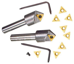 Everede Tool - 130° Included Angle, 0.896" Max Cut Diam, 1" Body Diam, 1/2" Shank Diam, 2-1/2" OAL, Indexable Countersink - 1 Triangle Insert, TPGH 215 Insert Style, Series IND - Exact Industrial Supply