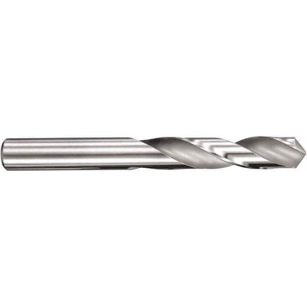 Screw Machine Length Drill Bit: 0.5906″ Dia, 145 °, Solid Carbide Bright/Uncoated, Right Hand Cut, Spiral Flute, Straight-Cylindrical Shank, Series 108M