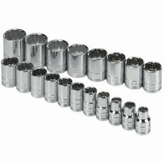 SK - 1/2" Drive Standard Socket Set - 10 to 28mm, Metric Measurement Standard - Exact Industrial Supply