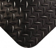 Wearwell - 9' Long x 4' Wide, Dry Environment, Anti-Fatigue Matting - Black, Vinyl with Nitrile Blend Base, Beveled on 4 Sides - Exact Industrial Supply