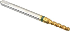 Guhring - #3-56 UNF 3 Flute 2B Modified Bottoming Spiral Flute Tap - Cobalt, TiN Finish, 1-13/16" OAL, Right Hand Flute, Right Hand Thread, Series 3923 - Exact Industrial Supply