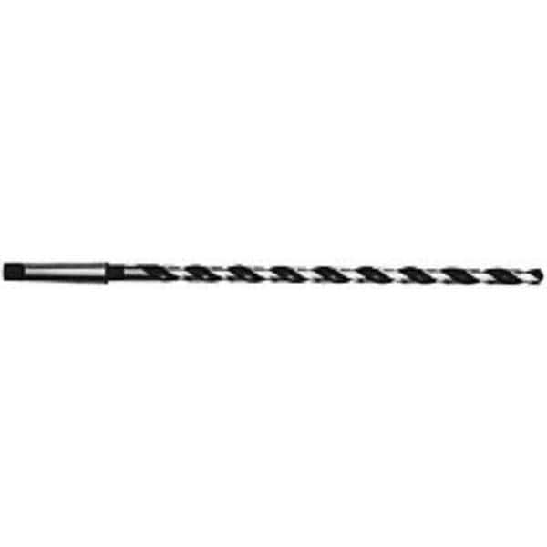 Taper Shank Drill Bit: 0.8281″ Dia, 3MT, 118 °, High Speed Steel Oxide Finish, 24″ OAL, Standard Point, Spiral Flute