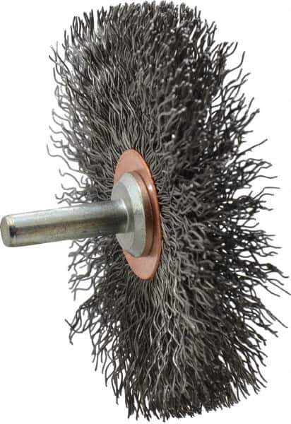 Anderson - 3" Brush Diam, Crimped, End Brush - 1/4" Diam Shank, 20,000 Max RPM - Exact Industrial Supply