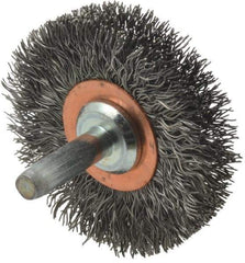Anderson - 2" Brush Diam, Crimped, End Brush - 1/4" Diam Shank, 20,000 Max RPM - Exact Industrial Supply