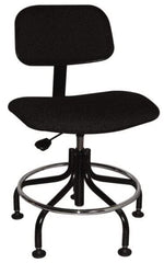 Bevco - Ergonomic Chair with Welded Footring - Cloth Seat, Black - Exact Industrial Supply