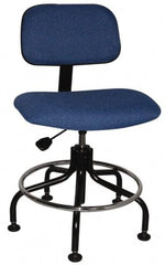 Bevco - Ergonomic Chair with Welded Footring - Cloth Seat, Royal Blue - Exact Industrial Supply