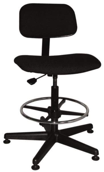 Bevco - Ergonomic Chair with Adjustable Footring - Cloth Seat, Black - Exact Industrial Supply