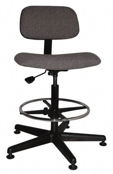 Bevco - Ergonomic Chair with Adjustable Footring - Cloth Seat, Gray - Exact Industrial Supply