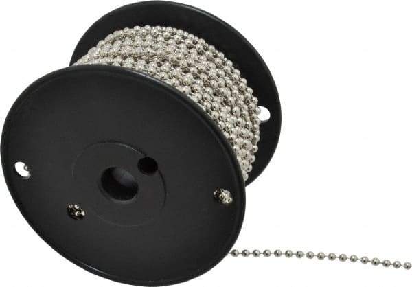 Made in USA - Number 10 Trade Size Brass Ball Chain - 0.178 Inch Ball Diameter, 45 Lbs. Tensile Strength, 100 Ft. Long , 48.5 Balls per Foot - Exact Industrial Supply