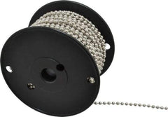 Made in USA - Number 10 Trade Size Brass Ball Chain - 0.178 Inch Ball Diameter, 45 Lbs. Tensile Strength, 100 Ft. Long , 48.5 Balls per Foot - Exact Industrial Supply
