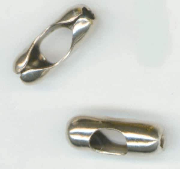 Made in USA - 11/16 Inch Long Nickel Plated Brass Connector - For Trade Size Number 13 Ball Chains - Exact Industrial Supply